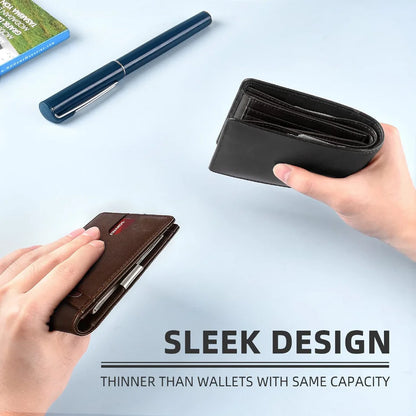 Personality Short Rfid Leather Men Wallets Carbon Fiber Slim Card Holder Wallet Black Minimalist Wallet for Men Father Day Gifts