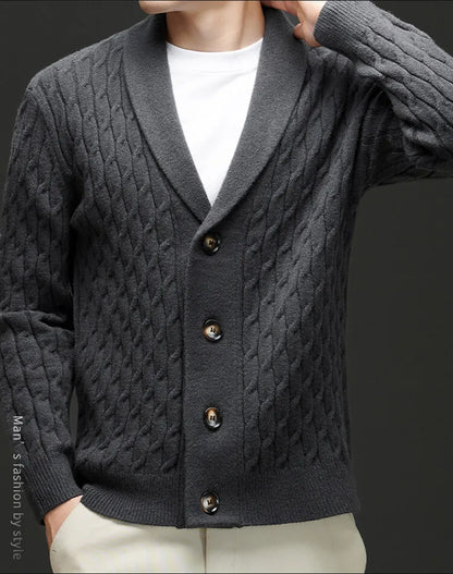 New Winter and Autumn Men's Wool Knitted Cardigan Trendy Loose-fitting Thick Style Pullover Casual Men's Clothing Coat Sweater