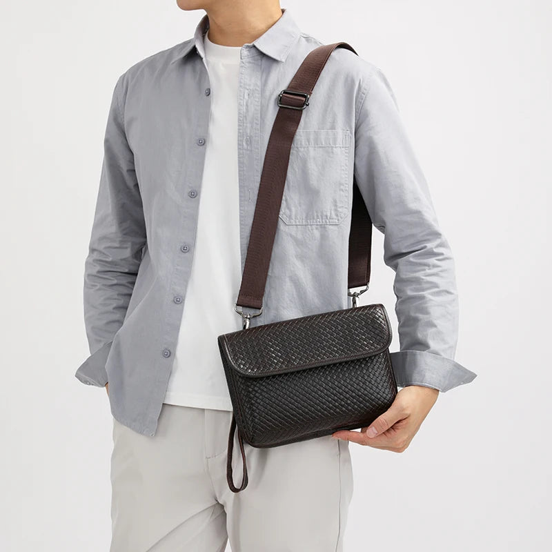 Luxury Designer Men's Shoulder Bag Genuine Leather Crossbody Bag Sling Bag for Daily Commute Travel Work Business Messenger Bag