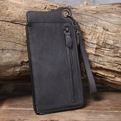 S.WORKER Full Grain Leather Long Wallet Men's Clutch Bag Genuine Leather Classic Purse Card Holder For Men