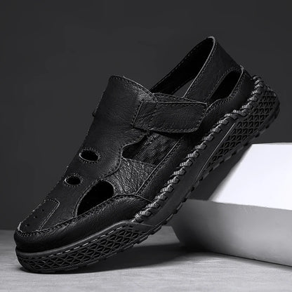 Male Casual Leather Summer Shoes Versatile Men's Sandals Durable Handmade Stitching Besch Shoes Non Slip Roma Footwear Sandals