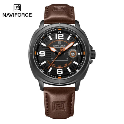 NAVIFORCE  High Quality Male Wristwatch PU Band Calendar Brand Men Quartz Watch Auto Date Display Waterproof Clocks Reloj Hombre