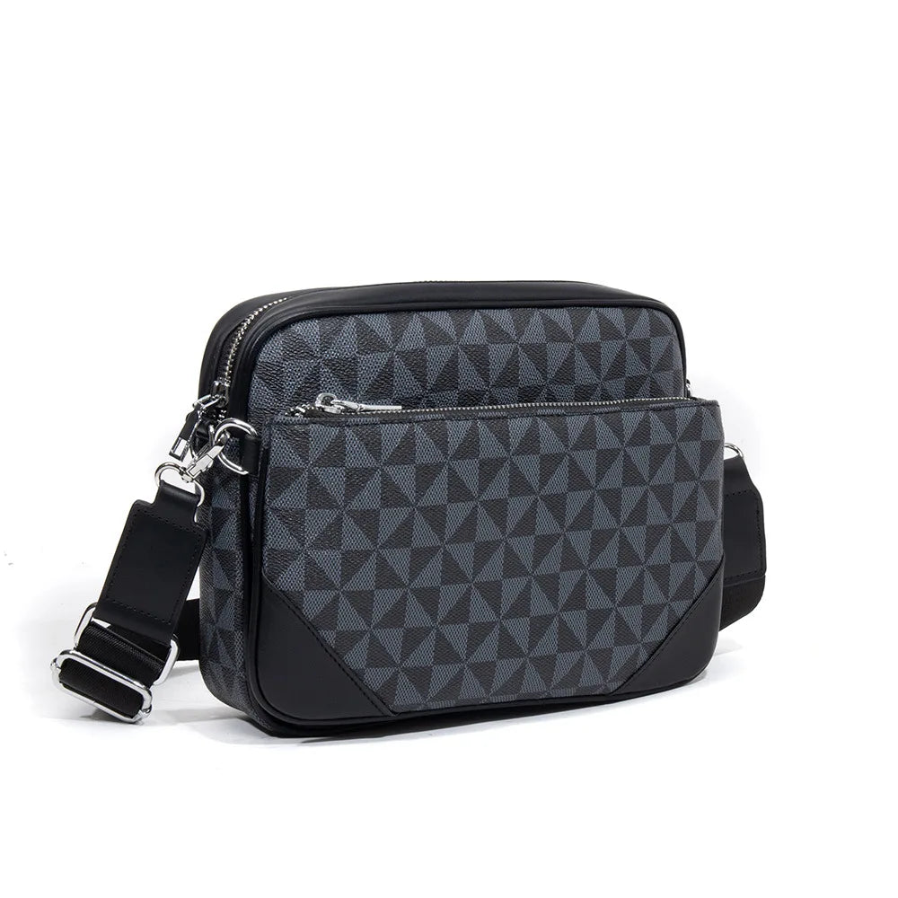 Fashion Crossbody Bag Men Three in One Design Men's Crossbody Bags Diamond Lattice Print Shoulder Messenger Bag Male Hanabag