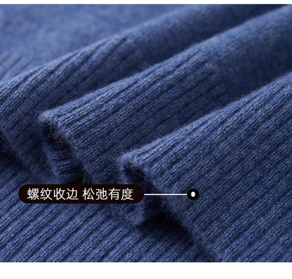100% Pure Wool Sweater Autumn Winter New Men's Cardigan V-Neck Buckle Jacket Loose Casual Cashmere Knitted Sweater Long Sleeveds
