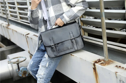 Retro Fashion Messenger Bag Men Luxury PU Leather Crossbody Bags Men Handbag Briefcases Laptop Bag Men Shoulder Messenger Bags