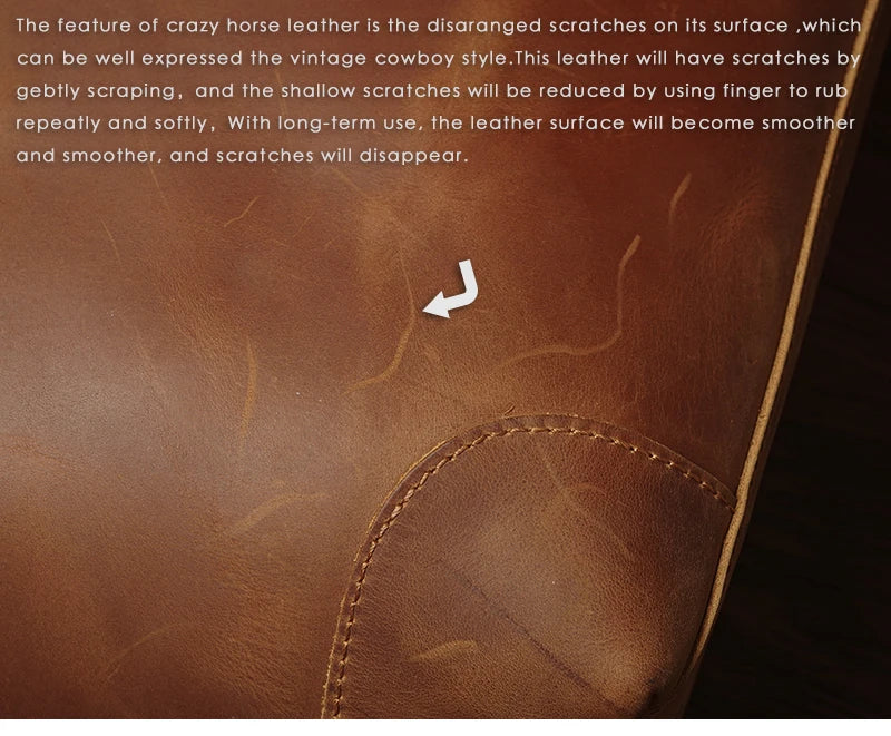 NUKA Men's Leather Handbag Vintage Business Briefcase Crazy Horse Cowhide Messenger Bag Deluxe Shoulder Bag For 15.6 Inch Laptop