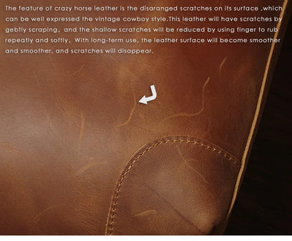 NUKA Men's Leather Handbag Vintage Business Briefcase Crazy Horse Cowhide Messenger Bag Deluxe Shoulder Bag For 15.6 Inch Laptop