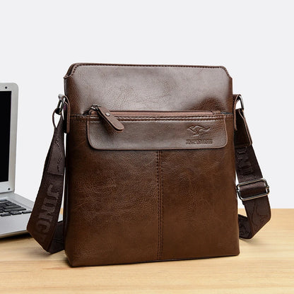 Men's Business Casual Backpack, Single-Shoulder Crossbody Pu Leather Briefcase, Multi-Compartment Large Capacity