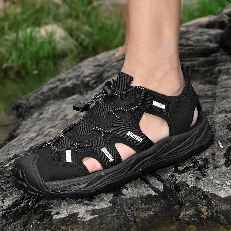 Comfy Summer Mens Sandals Mesh Casual Shoes Outdoor Male Beach Shoes Leisure Walk Wading Aqua Shoes Quick Dry Sandalias Sandaly