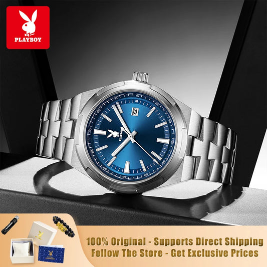 PLAYBOY 3112 Brand original authentic stainless steel strap luminous function calendar display men's quartz watch