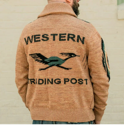Vintage Long Sleeve Sweater Jacket Men Clothing Casual Jacquard Loose Autumn Winter Sweaters Warm Cardigan Coats Knitted Jumper