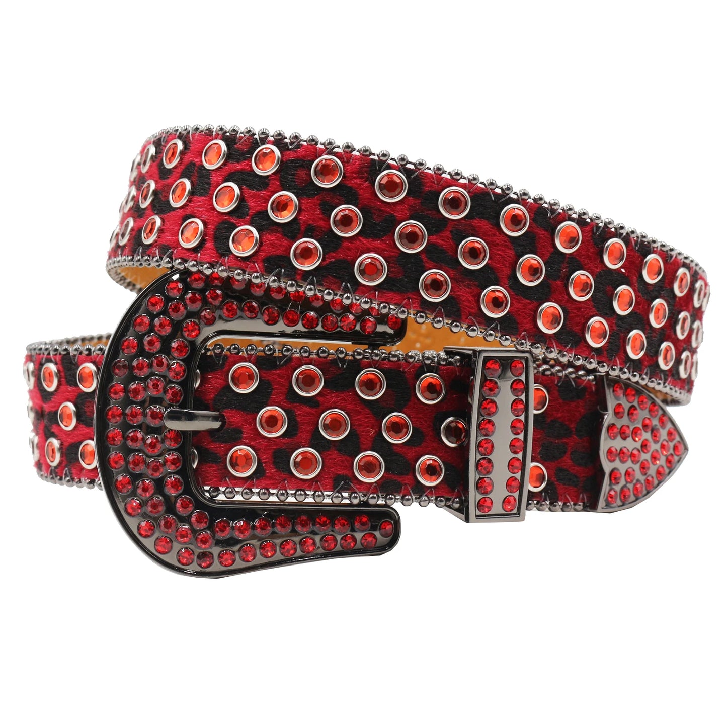 Rhinestone belt Leopard Shiny leather belts for women western rhinestone studded belt men vintage diamond  belt jeans waistbands