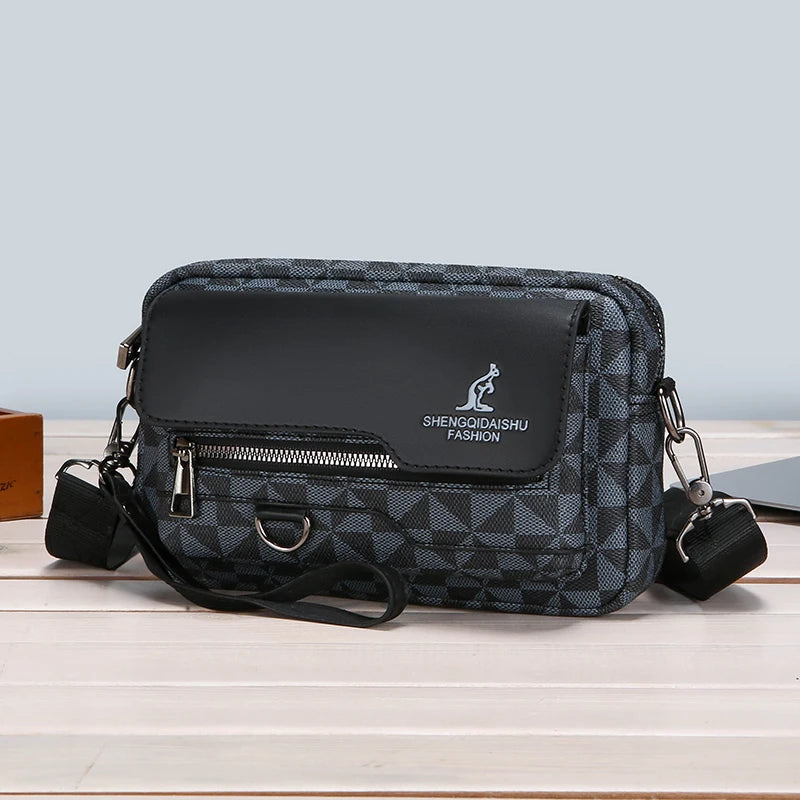 Business Men's Clutch Bags High Quality PU Leather Man's Small Shoulder Bag Multi-Functional Men Handbag Bag With Waist Strap