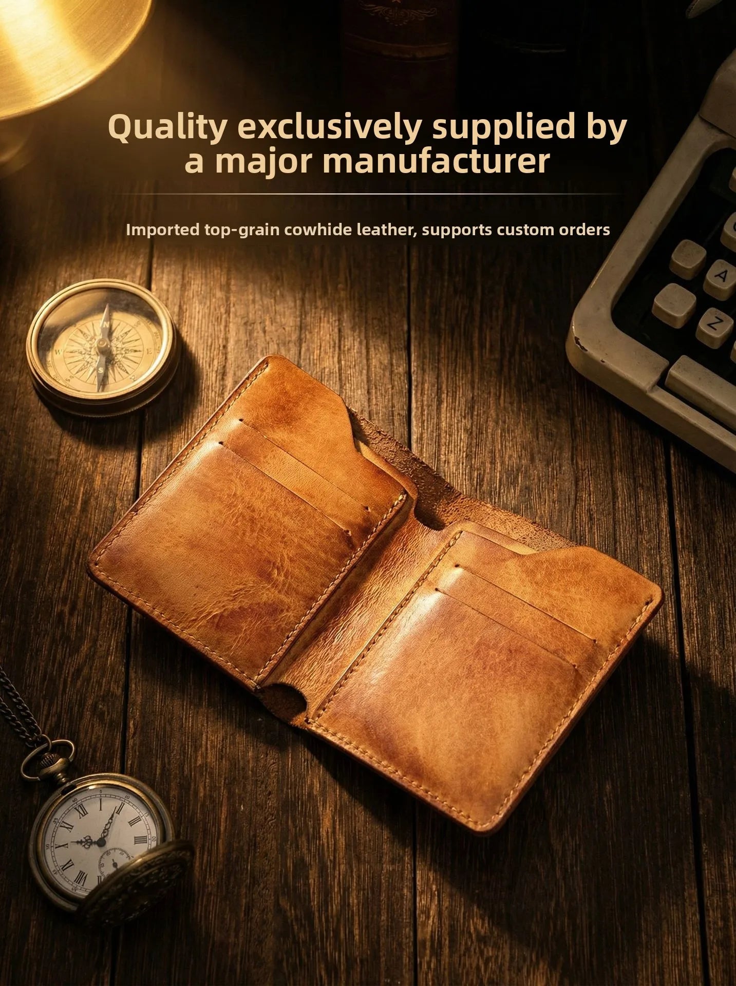 Vintage Genuine Leather Men Wallet High Quality Card Holder Large Capacity Durable Male Money Clips