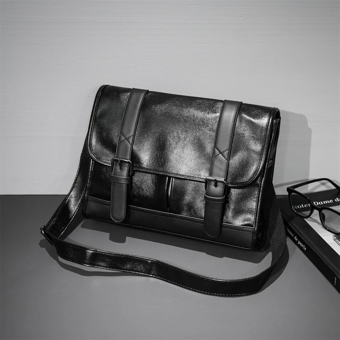 Retro Messenger Bag Men Crossbody Bags Luxury PU Leather Shoulder Messenger Bag for Men Fashion Flap Large Capacity Satchles