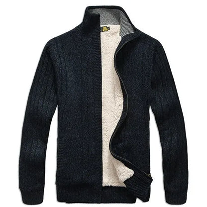 Men's Winter  Sweater Male Clothes Thick Fleece Casual Cardigan Knitted Sweater for Men Coat Warm 2021