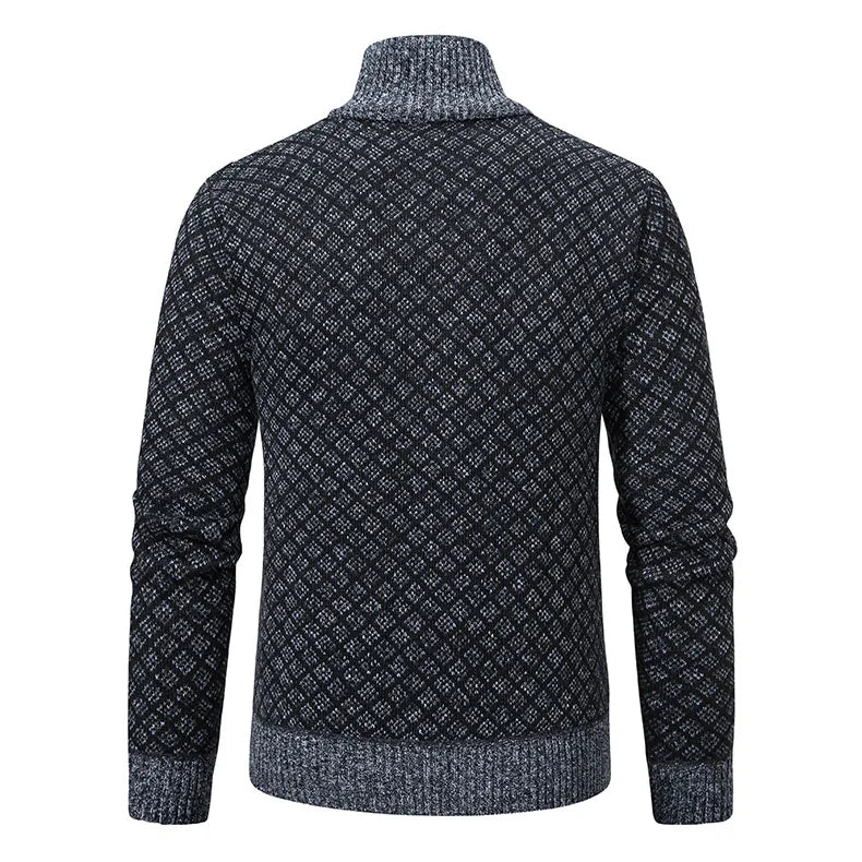 Men's Knitted Cardigan Coat Korean Slim Fit Trendy Sweater Autumn Winter Zip Up Mens Fleece Lined Top Clothing