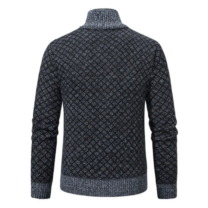 Men's Knitted Cardigan Coat Korean Slim Fit Trendy Sweater Autumn Winter Zip Up Mens Fleece Lined Top Clothing