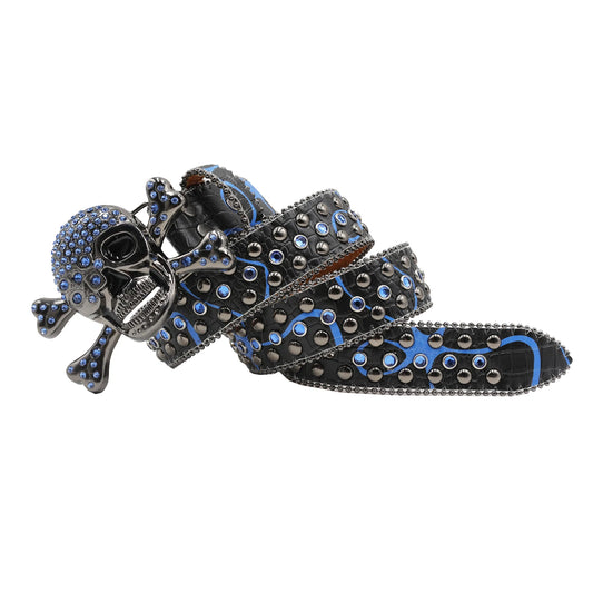 Rhinestone belt Skull Designer Belt Fashion Luxury Mens Belt and Lady Leather Decorated with Colorful Diamonds