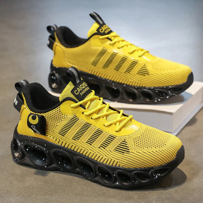 Men's Casual, Fashionable and Comfortable Shock-Absorbing Blade Shoes, Breathable Lace-Up Non-Slip Shoes, Suitable for Jogging, Daily Wear, Gym
