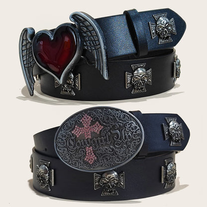 New Rivet Belt Metal Belt Men And Women Punk Hardware Jeans Belt Y2K Belt PU Leather Wide Adjustable Women's Belt Accessories