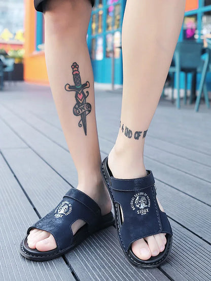 Men's Summer Genuine Leather Sandals Classic Roman Men Shoes Slippers Soft Comfortable Men Non-slip Walking Footwea Plus Size 47