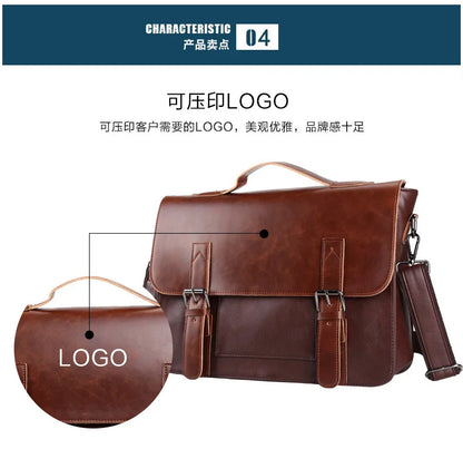 Retro Fashion Messenger Bag Men Luxury PU Leather Crossbody Bags Men Handbag Briefcases Laptop Bag Men Shoulder Messenger Bags