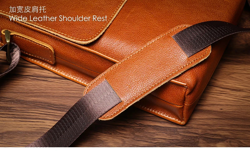 NUKA Men's Genuine Leather Shoulder Bag Retro Flap Crossbody Bags Casual Trend Satchel High Quality Luxury Cowhide Messenger Bag