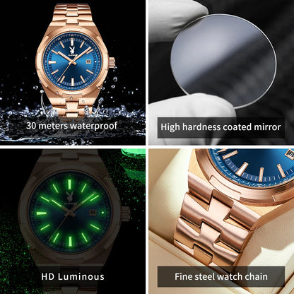 PLAYBOY 3112 Brand original authentic stainless steel strap luminous function calendar display men's quartz watch