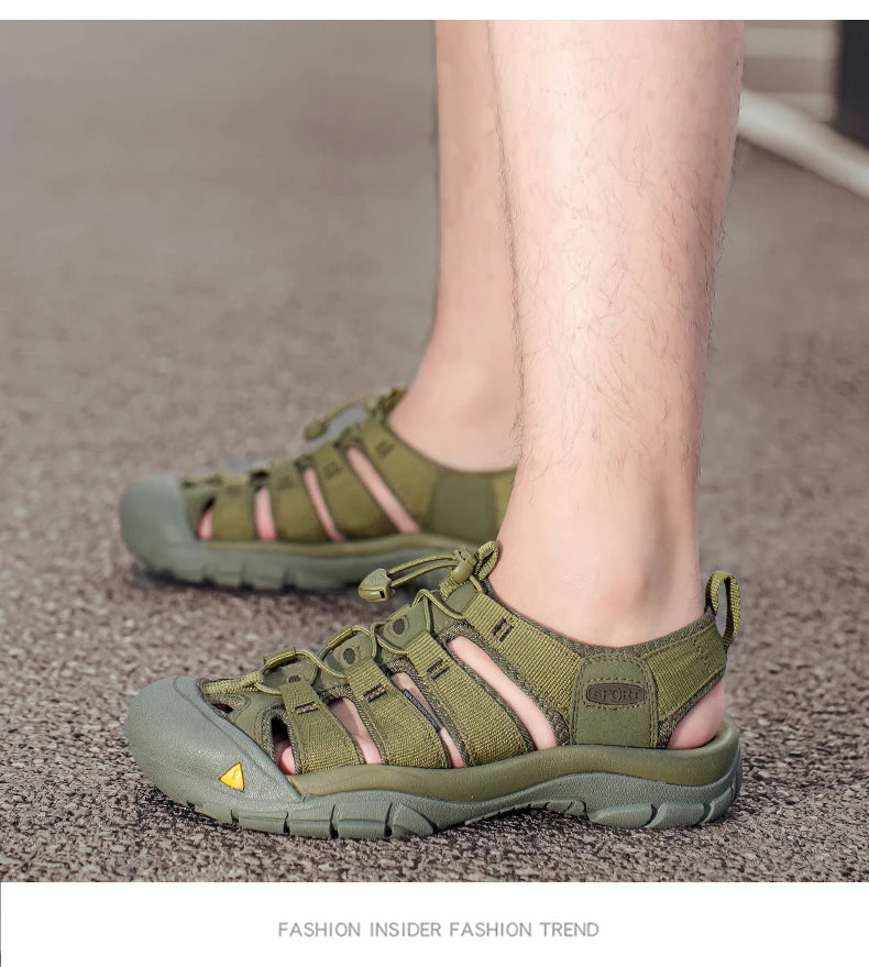 Fashion Men's Casual Mesh Outdoor Beach Sandals Light Breathable Shoe for Men Anti-slip Waterproof Sandal Man Comfortable Shoes
