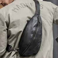 Vintage Military Canvas + Genuine Leather Men Shoulder Bag Sling Crossbody Bag Tote Handbag Men Canvas Messenger Bag  Leisure