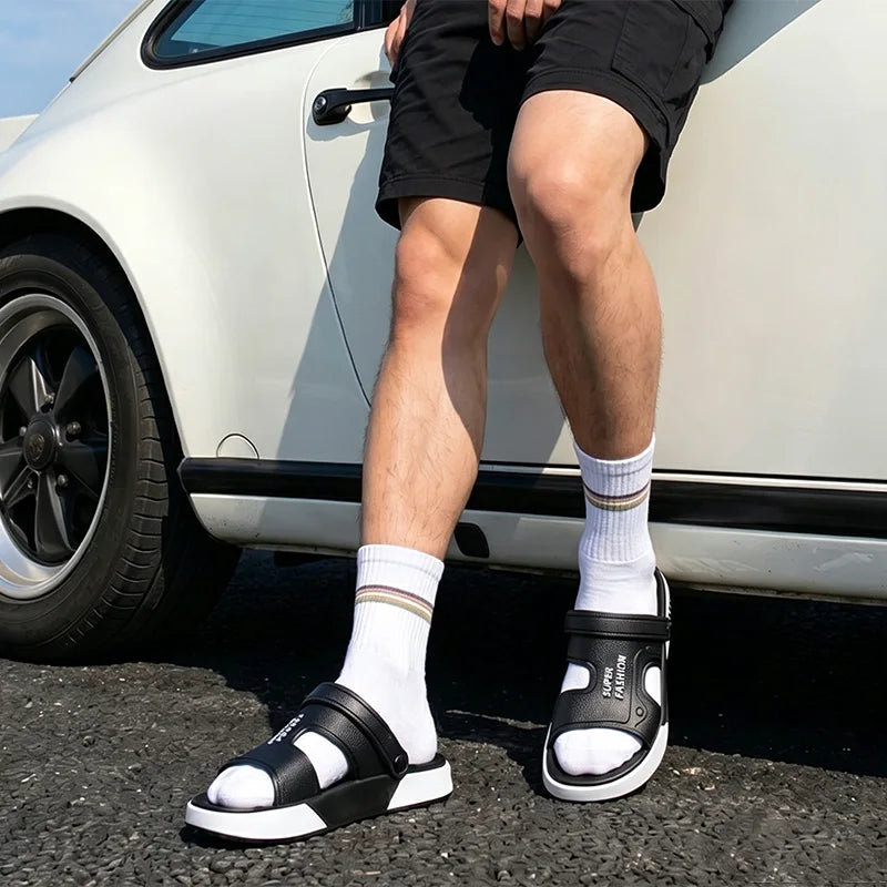 2026 Summer Outdoor Waterproof Slippers Men Eva Soft Lightweight Platform Beach Sandles Male Thick Sole Non Slip Fishing Slides