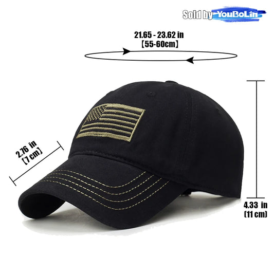 American Flag Embroidered Cotton Adjustable Soft Top Baseball Cap Sun Hat Trucker Caps Dad Hats