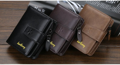 New Business Men Wallets Zipper Card Holder High Quality Male Purse New PU Leather Vintage Coin Holder Men Wallets