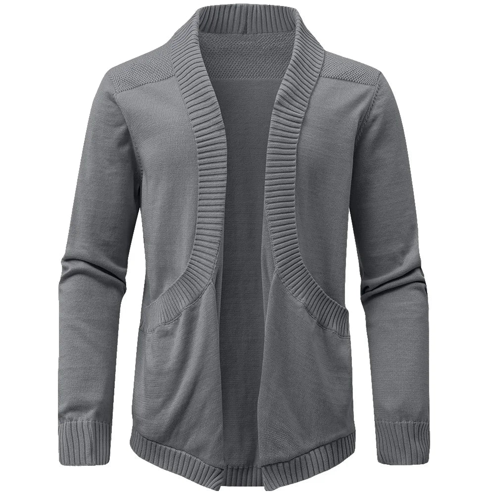 Men's Sweater Cardigan Spring Casual Classic V-neck Solid Color Cardigan Knit Soft Sweater Fashion Male Tops US Size
