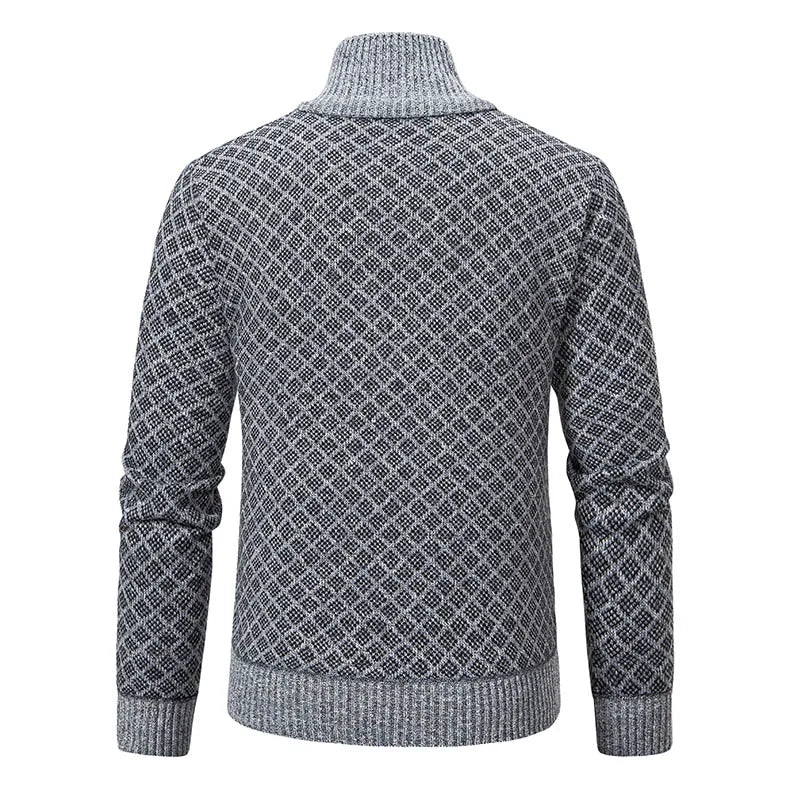 Men's Knitted Cardigan Coat Korean Slim Fit Trendy Sweater Autumn Winter Zip Up Mens Fleece Lined Top Clothing