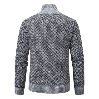 Men's Knitted Cardigan Coat Korean Slim Fit Trendy Sweater Autumn Winter Zip Up Mens Fleece Lined Top Clothing