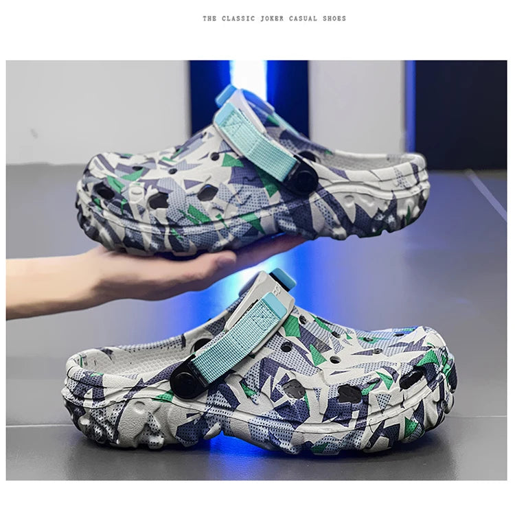 Size 40-47 Men Sandals Casual Street Light EVA Men's Casual Shoes Hole Shoes Clogs Home Garden Outdoor Male Beach Flat Slippers