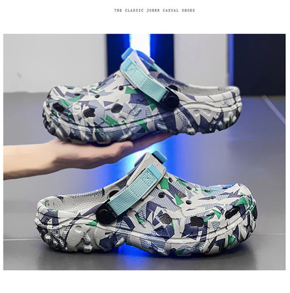 Size 40-47 Men Sandals Casual Street Light EVA Men's Casual Shoes Hole Shoes Clogs Home Garden Outdoor Male Beach Flat Slippers