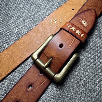 Extra Thick Genuine Leather Vintage Distressed Brass Pin Buckle Men's Belt Designer Lucky Tactical Personality Jeans Male Belt