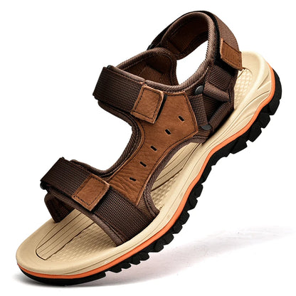 Summer Men's Genuine Leather Sandals Outdoor Roman Sandals Beach Anti slip Casual Lightweight Open Toe Boys' Sports Sandals