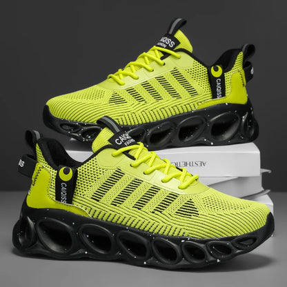 Men's Casual, Fashionable and Comfortable Shock-Absorbing Blade Shoes, Breathable Lace-Up Non-Slip Shoes, Suitable for Jogging, Daily Wear, Gym