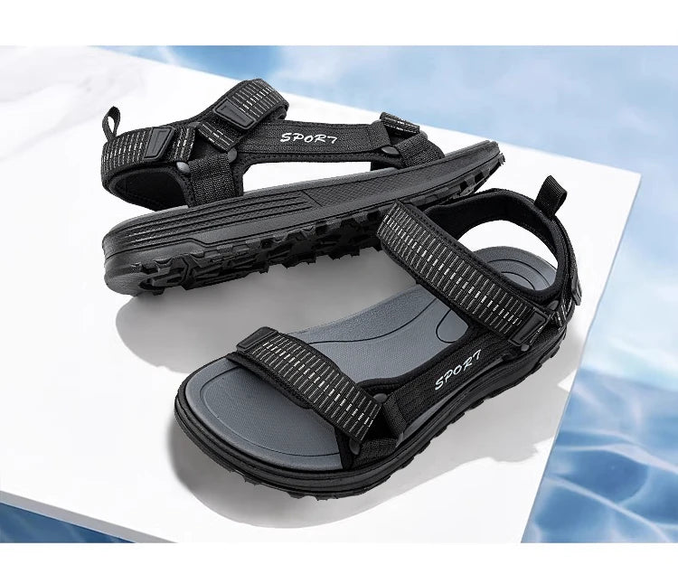 Summer Outdoor Sport Men Sandals Open Toe Breathable Casual Beach Shoe Black Antiskid Fashion Walking Sandalias