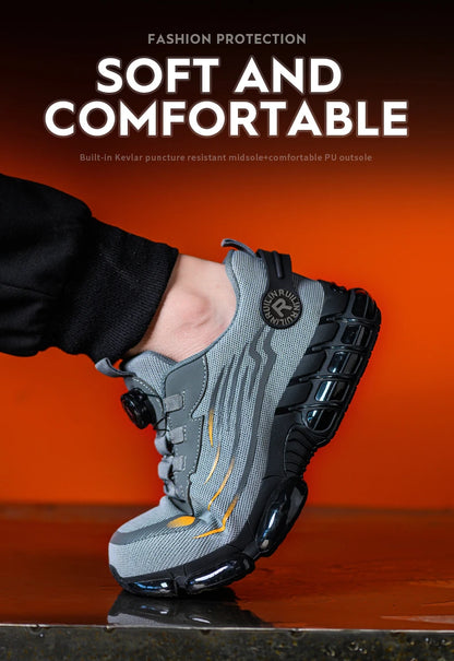 Indestructible Steel Toe Work Shoes for Men Women Rotating Button Safety Shoes Lightweight Construction Work Safety Shoes