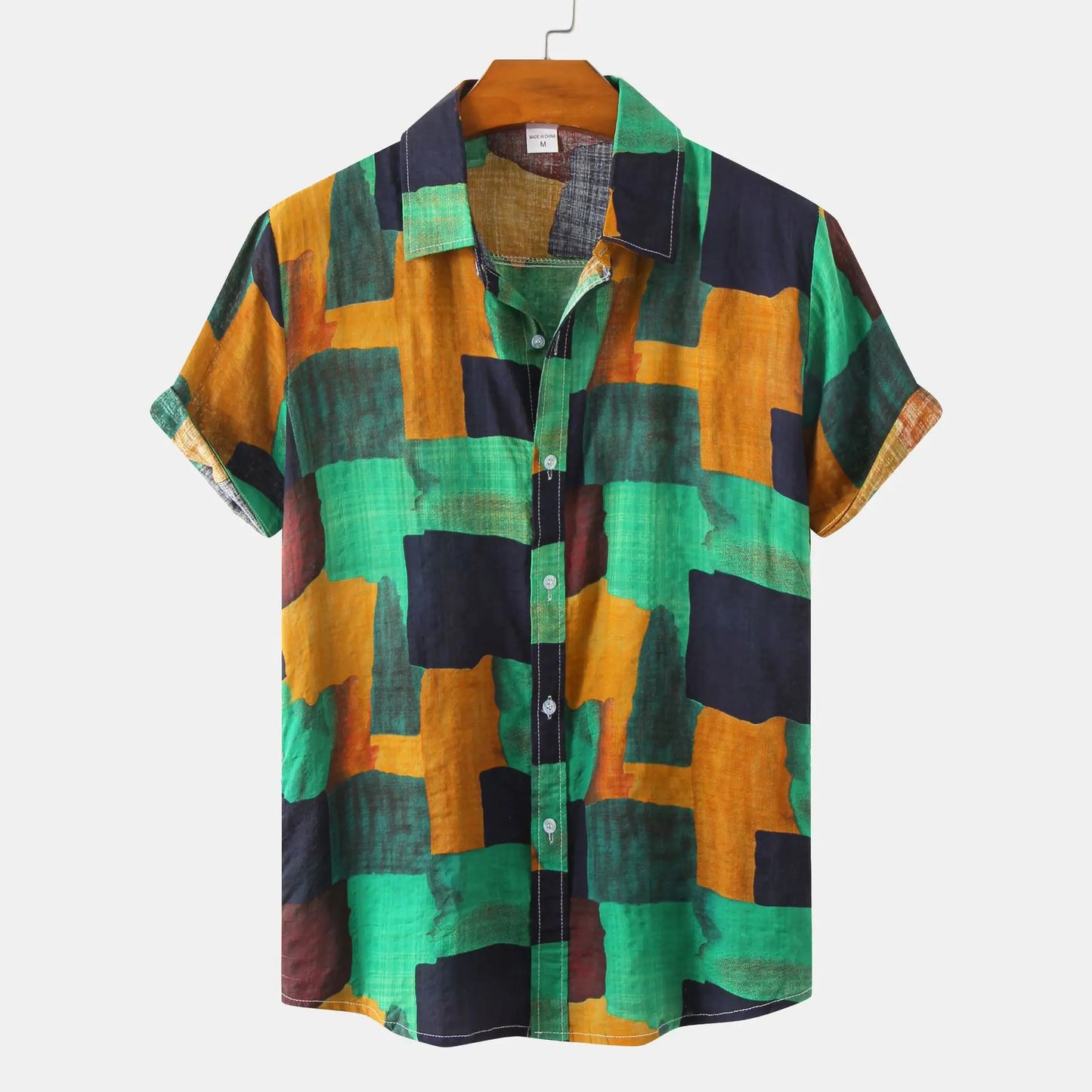 Hawaiian Summer Men's Casual Shirt Social Beach Style Short Sleeve Large Flower Print Chinese Resort Retro Loose Shirt