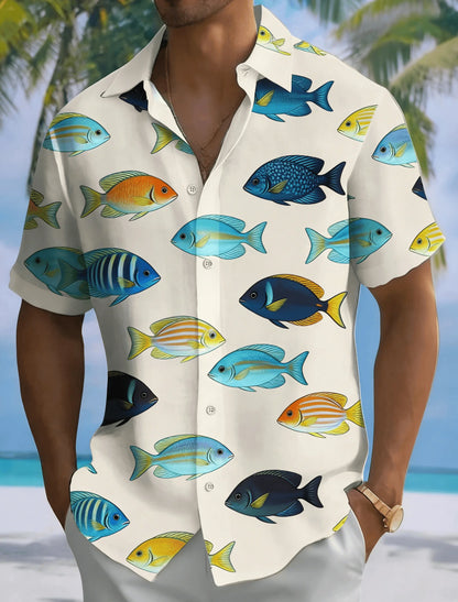 Men's Summer Casual Shirt, Simple Pattern Short Sleeved Shirt, Breathable Lightweight Top, Suitable for Daily Wear