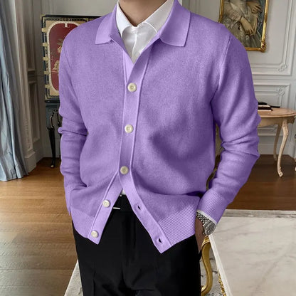 Mens Cardigan Sweater Long Sleeve Button Down Casual Collared Slim Fit Knit Sweater