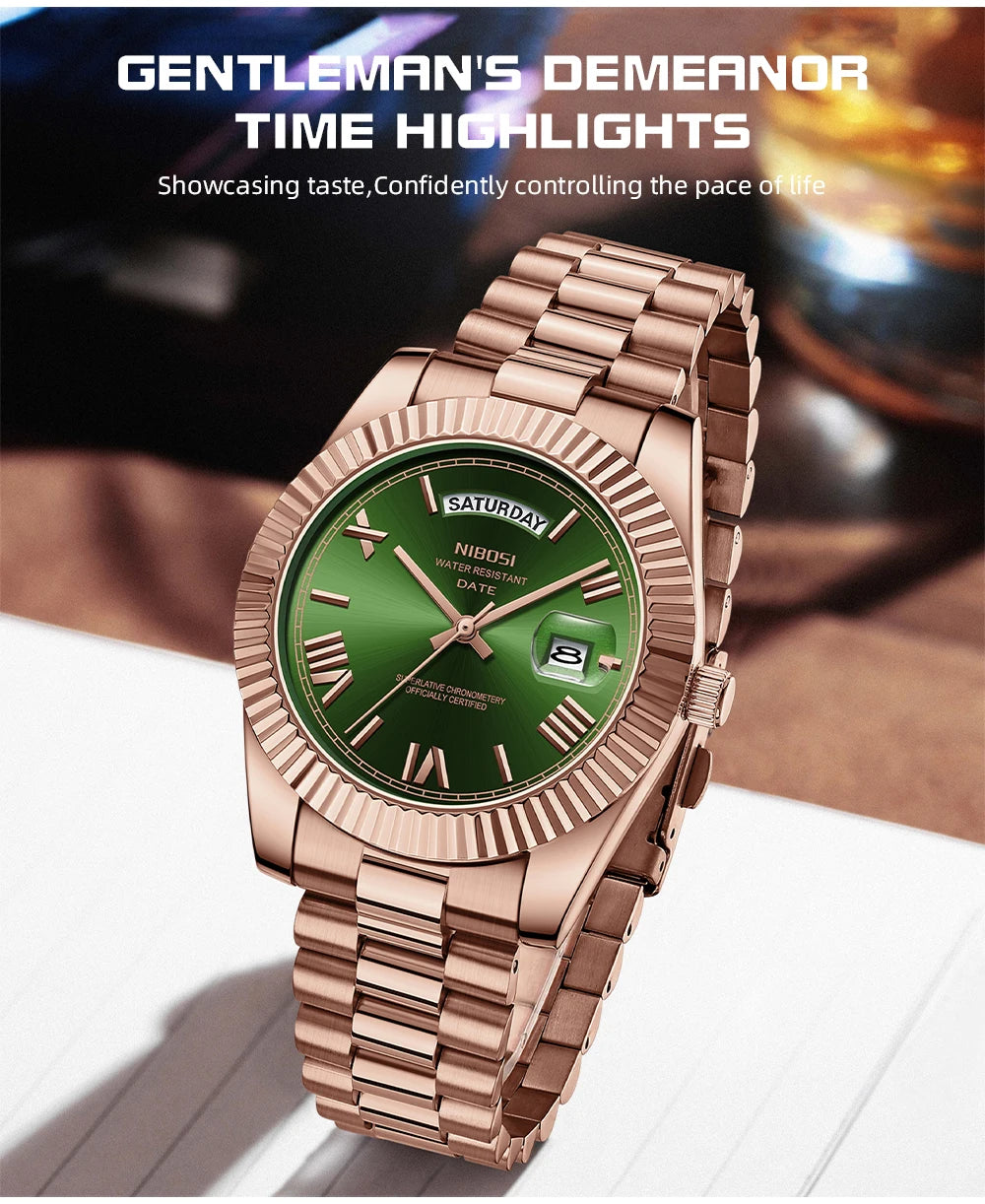 NIBOSI Fashion Watch Men Day Date Miyota Quartz Men Watch Top Brand Luxury Wristwatch Waterproof Steel Male Clocks Reloj Hombre