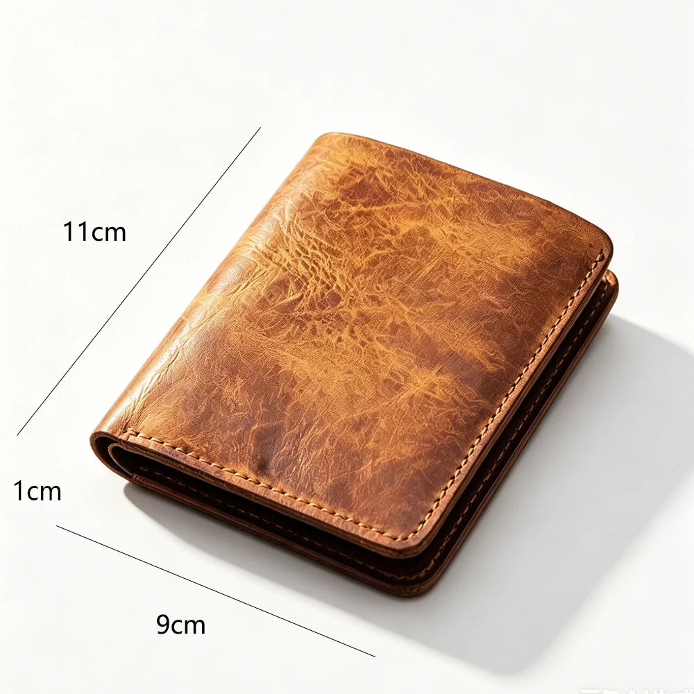 Vintage Genuine Leather Men Wallet High Quality Card Holder Large Capacity Durable Male Money Clips