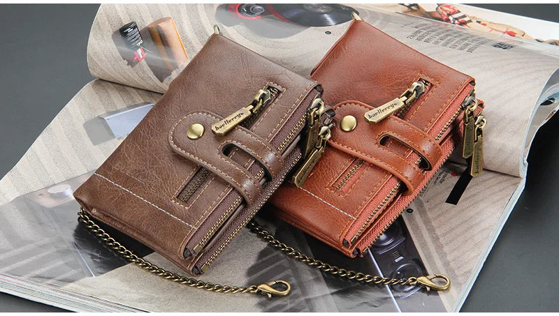 New Men Wallets Name Engraving 11 Card Holders Men Short Purse Double Zipper Coin Pocket High Quality Male Purse Cartera